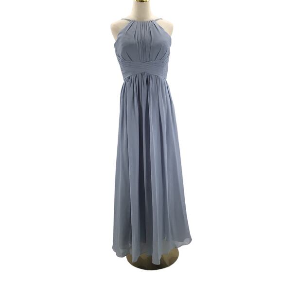 FORMAL SZ 12 L Blue Sleeveless Round Neck Adjustable Straps Maxi Dress NEW 0B3 - Picture 1 of 9